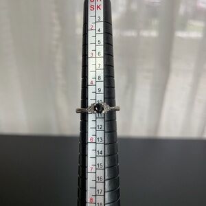 Size 5 Sterling Silver Black Diamond with Small Diamonds